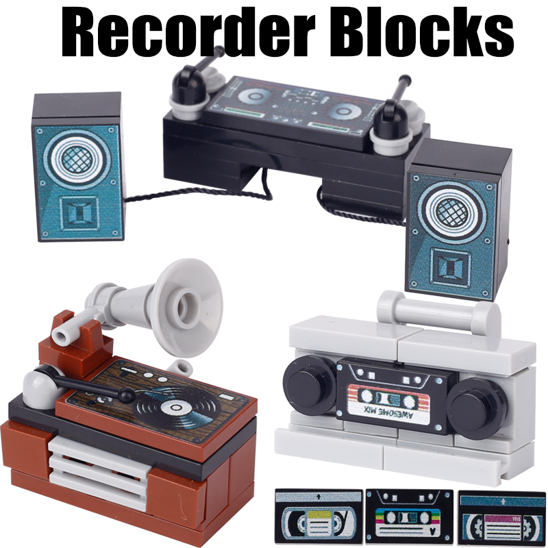 Lego Minifigure Holder - Cidade Jukebox Building Blocks, Music Recorder,