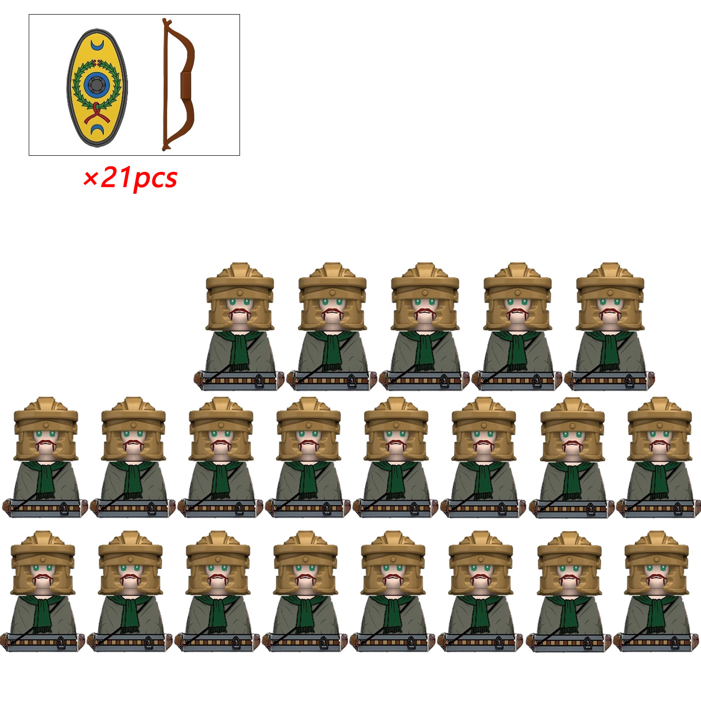 Lego Minifigure Holder - 21 pçs moc criativo medieval kinghts